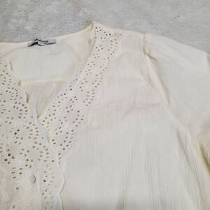 Madewell Ivory Lace Cottagecore Boho Long Sleeve Blouse Top XL Old Money Capsule